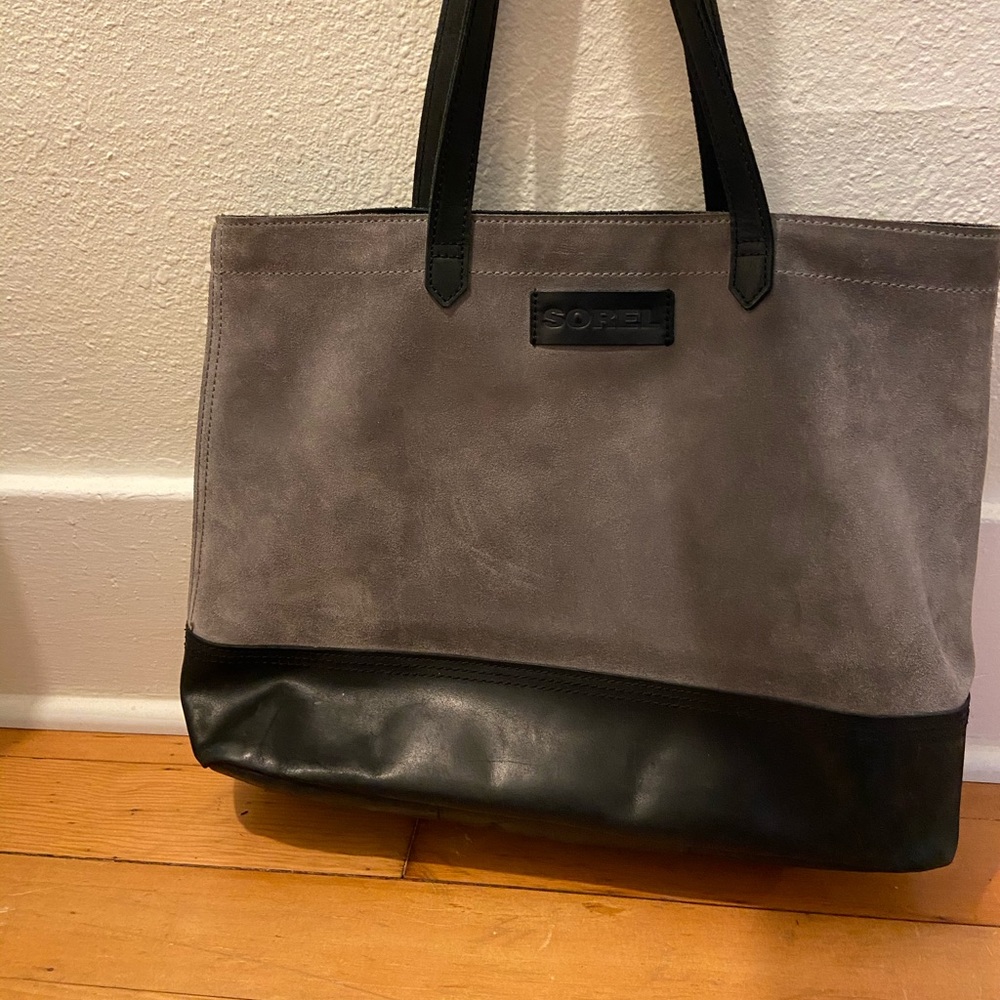Sorel Handbag Tote Gray Suede